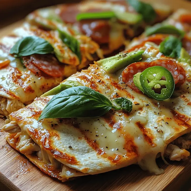 In der Welt der schnellen und schmackhaften Gerichte erfreuen sich Quesadillas großer Beliebtheit. Diese Basil Ranch Chicken und Salami Quesadilla mit Avocado kombiniert zartes Hähnchenfleisch, würzige Salami und cremigen Käse, alles eingehüllt in eine knusprige Tortilla. Ideal für ein schnelles Mittagessen oder als herzhaften Snack, bietet dieses Rezept nicht nur köstliche Aromen, sondern auch eine einfache Zubereitung.