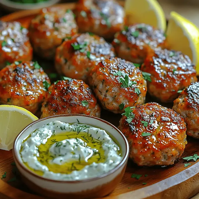 Die Aegean Delight: Griechische Truthahn-Fleischbällchen mit Tzatziki sind nicht nur ein Fest für den Gaumen, sondern auch eine gesunde und schmackhafte Wahl für jede Mahlzeit. Sie sind die perfekte Mischung aus frischen Zutaten, aromatischen Kräutern und einer köstlichen Tzatziki-Sauce, die diese Gericht zu einem Highlight jeder Mahlzeit macht. Egal, ob Sie sie als Hauptgericht, als Snack für eine gesellige Runde oder als Teil eines Buffets servieren – diese Fleischbällchen werden Ihre Gäste begeistern.