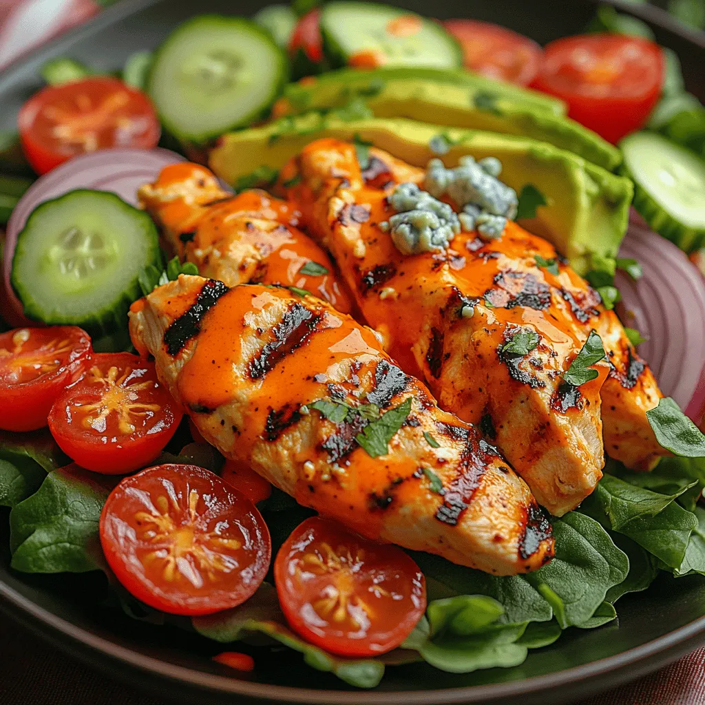 Willkommen in der köstlichen Welt der würzigen Grillgerichte! Heute präsentieren wir Ihnen ein Rezept für einen Würzigen Gegrillten Buffalo-Hühnchen-Salat, der nicht nur das Herz jedes Fleischliebhabers höher schlagen lässt, sondern auch gesunde Essgewohnheiten fördert. Dieser Salat kombiniert zartes, schmackhaftes Hühnchen mit einer Vielzahl von frischen Zutaten, die sowohl in Farbe als auch in Geschmack glänzen.