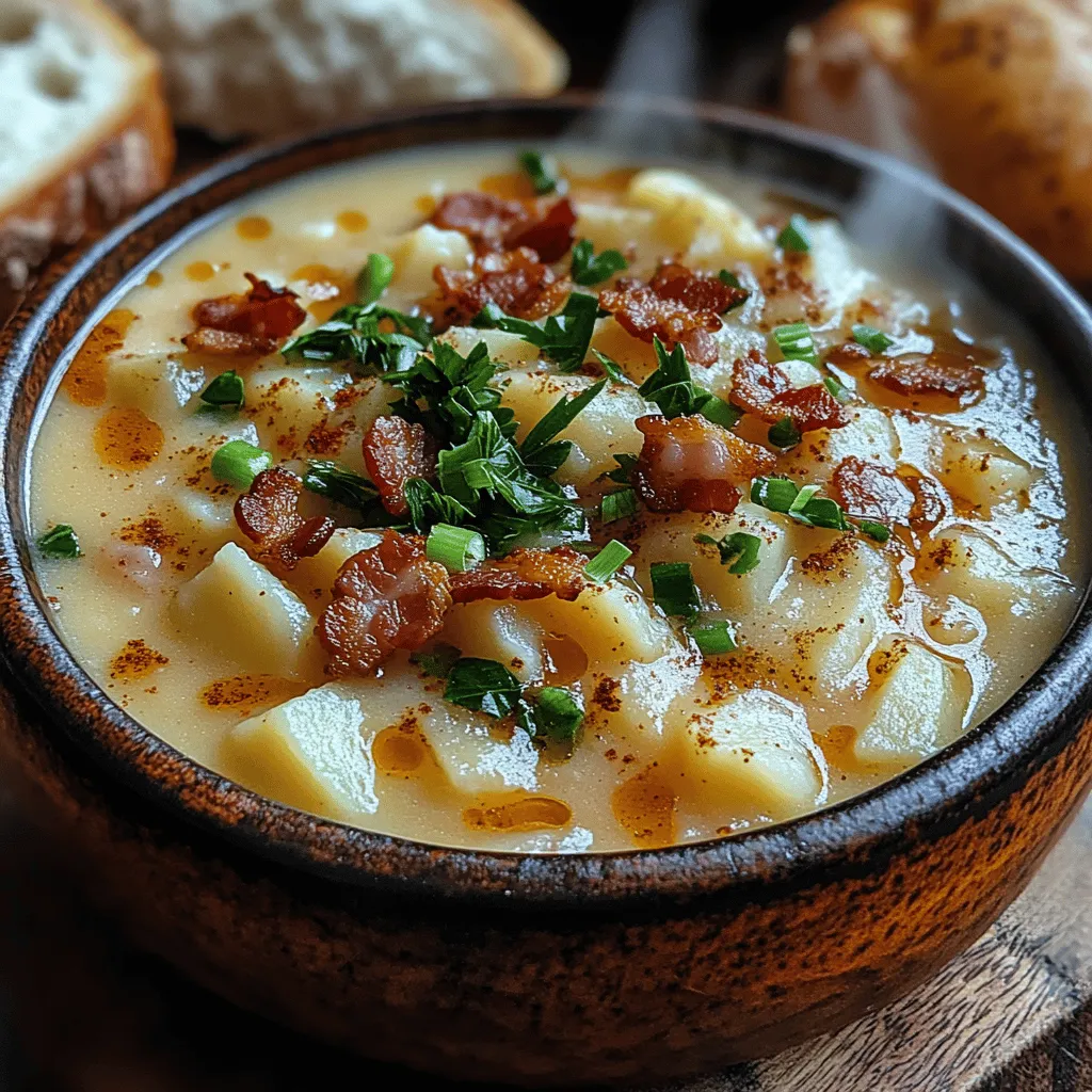 Der cremige Kartoffel-Bacon-Genuss ist nicht nur ein einfaches Gericht, sondern auch eine wahre Geschmacksexplosion, die in jeder Jahreszeit begeistert. Diese köstliche Suppe kombiniert die herzhafte Note von Kartoffeln mit knusprigem Bacon und einer reichhaltigen, cremigen Basis, die jedem Löffel Tiefe und Zufriedenheit verleiht. Ob an einem kalten Winterabend oder als herzhaftes Gericht für ein Familienessen – diese Suppe wird schnell zu einem Favoriten.