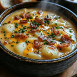 Die cremige Kartoffel-Bacon-Suppe ist der Inbegriff von herzhaftem Komfortfood. Diese köstliche Suppe kombiniert die Aromen von knusprigem Bacon und zarten Kartoffeln mit einer cremigen, reichhaltigen Basis. Sie eignet sich perfekt für kalte Tage oder als wohltuende Mahlzeit, die die Seele wärmt. Die Kombination aus den salzigen, rauchigen Noten des Bacons und der cremigen Textur der Kartoffeln schafft ein unvergleichliches Geschmackserlebnis, das jeden am Tisch erfreuen wird.