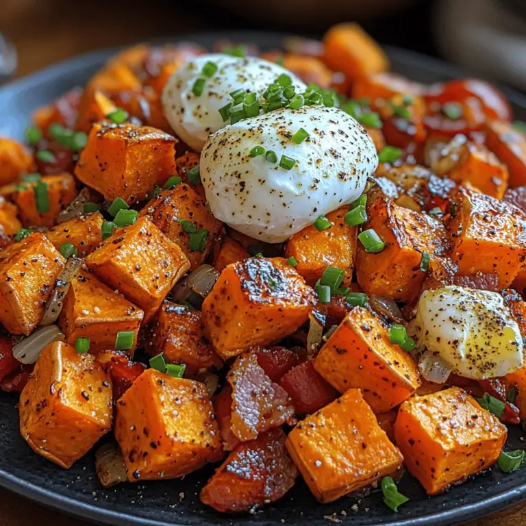 Das Süßkartoffel-Bacon-Hash ist ein köstliches und nahrhaftes Gericht, das sich perfekt für ein herzhaftes Frühstück oder ein schnelles Abendessen eignet. Die Kombination aus süßen, zarten Süßkartoffeln und knusprigem Bacon sorgt für ein Geschmackserlebnis, das sowohl süß als auch herzhaft ist. Dieses Gericht ist nicht nur einfach zuzubereiten, sondern auch äußerst vielseitig – es kann leicht an persönliche Vorlieben und saisonale Zutaten angepasst werden. In diesem Artikel werden wir die Zutaten, die Zubereitung und die verschiedenen Variationen dieses Rezeptes detailliert erkunden.