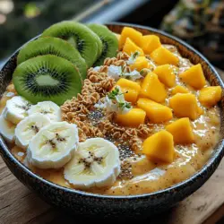 Die Verwendung von frischen und gefrorenen Zutaten in der Tropischen Paradies Smoothie-Bowl bietet zahlreiche gesundheitliche Vorteile. Hier sind einige der Hauptbestandteile und ihre positiven Eigenschaften: