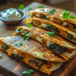 Um die köstlichsten Spinat & Feta Fiesta Quesadillas zuzubereiten, benötigen Sie einige ausgewählte Zutaten. Hier sind die wichtigsten Komponenten, die Sie für dieses Rezept brauchen: