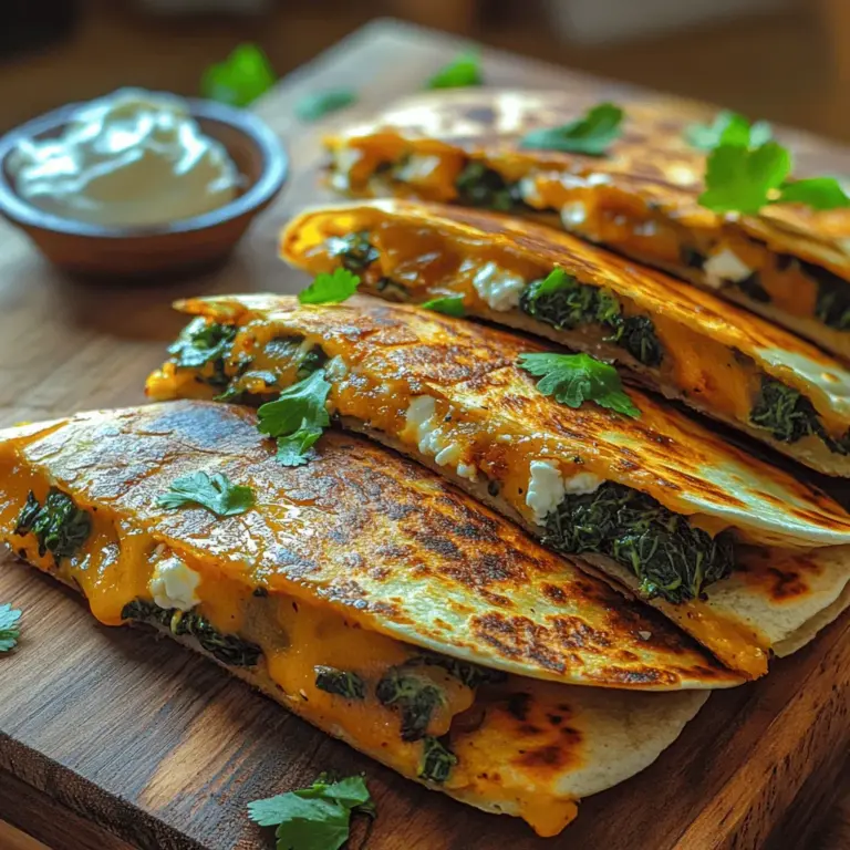 Um die köstlichsten Spinat & Feta Fiesta Quesadillas zuzubereiten, benötigen Sie einige ausgewählte Zutaten. Hier sind die wichtigsten Komponenten, die Sie für dieses Rezept brauchen: