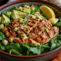 Willkommen in der Welt des cremigen Avocado-Hühnchen Caesar-Salats! Dieses Rezept kombiniert zwei beliebte kulinarische Trends: den klassischen Caesar-Salat und die köstliche, nährstoffreiche Avocado. Der Caesar-Salat, der seinen Ursprung in Mexiko hat, erfreut sich dank seines unverwechselbaren Geschmacks und der cremigen Konsistenz des Dressings großer Beliebtheit. Die Zugabe von Avocado verleiht diesem Gericht nicht nur eine zusätzliche Geschmacksdimension, sondern auch wertvolle gesunde Fette, die unser Körper benötigt.