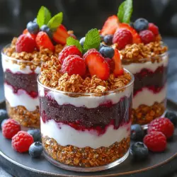 In der heutigen schnelllebigen Welt sind gesunde Frühstücksoptionen wichtiger denn je. Die Beeren Chia Marmelade Joghurt Parfaits sind nicht nur köstlich, sondern auch nahrhaft und einfach zuzubereiten. Sie vereinen die Frische von Wildbeeren, die gesundheitlichen Vorteile von Chiasamen und die Cremigkeit von griechischem Joghurt. Dieses Rezept ist ideal für alle, die einen energiereichen Start in den Tag suchen oder eine gesunde Snack-Option für zwischendurch möchten.