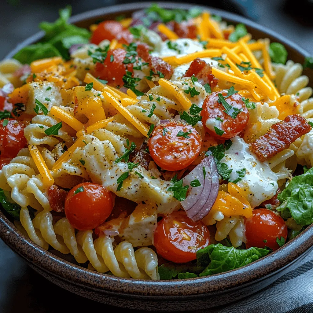 Der BLT Pasta Salat ist eine innovative und köstliche Kombination, die die besten Aromen eines klassischen BLT-Sandwiches (Bacon, Lettuce, Tomato) mit der Frische und Vielseitigkeit eines Nudelsalats vereint. Dieses Rezept ist nicht nur einfach zuzubereiten, sondern auch perfekt für Grillpartys, Picknicks oder als schmackhafte Beilage zu einem Hauptgericht. Mit seiner cremigen Konsistenz und den knackigen Zutaten wird dieser Salat zum Highlight jeder Veranstaltung.