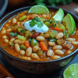 Das Gemütliche Weiße-Bohnen-Chili ist ein herzhaftes und nahrhaftes Gericht, das perfekt für kalte Wintertage geeignet ist. Es ist nicht nur eine tolle Möglichkeit, sich von innen heraus aufzuwärmen, sondern bietet auch eine ausgewogene Kombination aus Geschmack, Nährstoffen und Textur. Mit seiner Basis aus weißen Bohnen, ergänzt durch frisches Gemüse und eine Vielzahl von Gewürzen, stellt dieses Chili eine köstliche und befriedigende Mahlzeit dar.