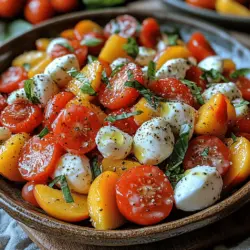 Pfirsiche sind der Star in diesem Salat. Sie bringen nicht nur einen fantastischen Geschmack mit, sondern sind auch voller Nährstoffe. Diese Steinfrüchte sind reich an Vitaminen A und C, die wichtig für die Gesundheit der Augen und das Immunsystem sind. Zudem enthalten sie Antioxidantien, die helfen, den Körper vor freien Radikalen zu schützen und somit das Risiko chronischer Krankheiten zu senken.