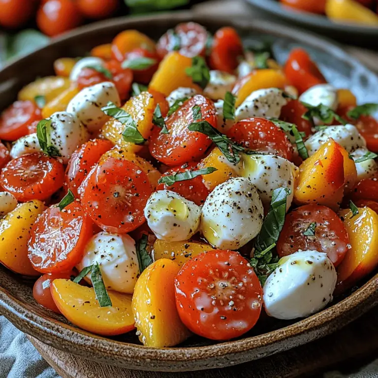 Pfirsiche sind der Star in diesem Salat. Sie bringen nicht nur einen fantastischen Geschmack mit, sondern sind auch voller Nährstoffe. Diese Steinfrüchte sind reich an Vitaminen A und C, die wichtig für die Gesundheit der Augen und das Immunsystem sind. Zudem enthalten sie Antioxidantien, die helfen, den Körper vor freien Radikalen zu schützen und somit das Risiko chronischer Krankheiten zu senken.