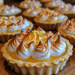 Um die Zesty Mini Lemon Meringue Tarts zuzubereiten, benötigen Sie die folgenden Zutaten. Diese sind in drei Hauptkategorien unterteilt: der Tartboden, die Zitronenfüllung und die Baiserhaube.