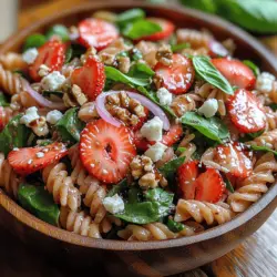 Vollkorn-Pasta ist die Basis dieses Salats und bringt nicht nur eine angenehme Textur, sondern auch zahlreiche gesundheitliche Vorteile mit sich. Im Vergleich zu herkömmlicher Pasta enthält Vollkorn-Pasta mehr Ballaststoffe, Vitamine und Mineralstoffe. Diese Nährstoffe unterstützen die Verdauung und helfen, den Blutzuckerspiegel stabil zu halten. Außerdem sorgt der höhere Ballaststoffgehalt für ein längeres Sättigungsgefühl, was besonders bei einer Diät hilfreich sein kann.