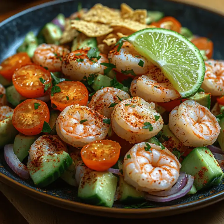 Der Zesty Shrimp Avocado Salad wird aus einer Vielzahl frischer Zutaten zubereitet, die nicht nur für den Geschmack, sondern auch für die Gesundheit von entscheidender Bedeutung sind. Hier sind die Hauptzutaten, die Sie benötigen: