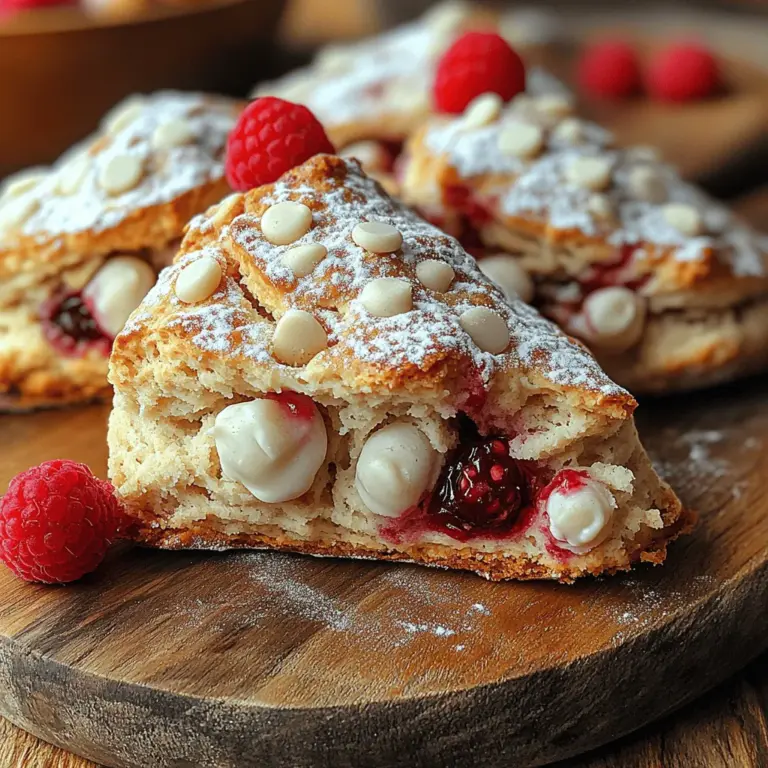 Die Zubereitung von Scones ist eine wunderbare Möglichkeit, sich in die Kunst des Backens zu vertiefen. Diese zarten Himbeer-Weißschokoladen-Scones sind nicht nur ein Genuss für den Gaumen, sondern auch ein wahrer Augenschmaus. Die Kombination aus fruchtigen Aromen und der süßen Note der weißen Schokolade macht sie perfekt für einen Nachmittagstee oder als süßen Snack. Egal, ob Sie diese Scones für sich selbst backen oder Ihren Freunden und Ihrer Familie servieren möchten, sie werden sicherlich beeindrucken.