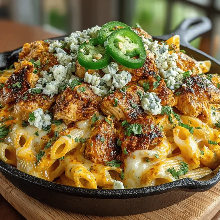 Würzige Buffalo-Chicken-Jalapeño-Nudeln aus der Pfanne sind nicht nur ein Genuss für den Gaumen, sondern auch eine wunderbare Möglichkeit, sich an einem hektischen Abend eine schmackhafte Mahlzeit zu zaubern. Dieses Rezept kombiniert die herzhaften Aromen von zartem Hähnchen, würzigen Jalapeños und einer cremigen Buffalo-Sauce zu einem unwiderstehlichen Gericht, das sowohl Anfänger als auch erfahrene Köche begeistert. Die Einfachheit der Zubereitung und die Vielseitigkeit der Zutaten machen diese Nudeln zu einer beliebten Wahl für Familienabende oder gesellige Zusammenkünfte.