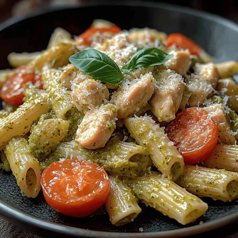 Die cremige Pesto-Hühnchen-Pasta ist mehr als nur ein einfaches Gericht; sie ist eine kulinarische Umarmung aus frischen Zutaten, die in der schnelllebigen Welt von heute einen besonderen Platz verdient hat. Dieses Rezept kombiniert zarte Hähnchenbrust mit einer reichhaltigen, cremigen Sauce, die durch aromatisches Basilikumpesto und frische Kirschtomaten lebendig wird. Ideal für ein schnelles Abendessen unter der Woche oder für ein besonderes Familientreffen, bietet diese Pasta nicht nur Geschmack, sondern auch eine Prise italienischer Lebensfreude auf dem Teller.