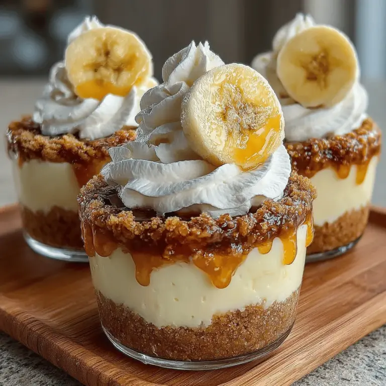 Wenn es um köstliche Desserts geht, ist die Kombination aus Banane und Sahne ein unvergesslicher Klassiker. Die Banana Bliss No-Bake Cream Pie Cups sind nicht nur unglaublich lecker, sondern auch schnell und einfach zuzubereiten. Diese kleinen Becher sind die perfekte Abwandlung des traditionellen Bananencreme-Pies und bieten all die köstlichen Aromen, die wir an diesem Dessert lieben, in einem handlichen Format. Ob für eine Feier, einen Grillabend oder einfach nur als süße Versuchung für zwischendurch – diese Becher sind immer ein Hit.