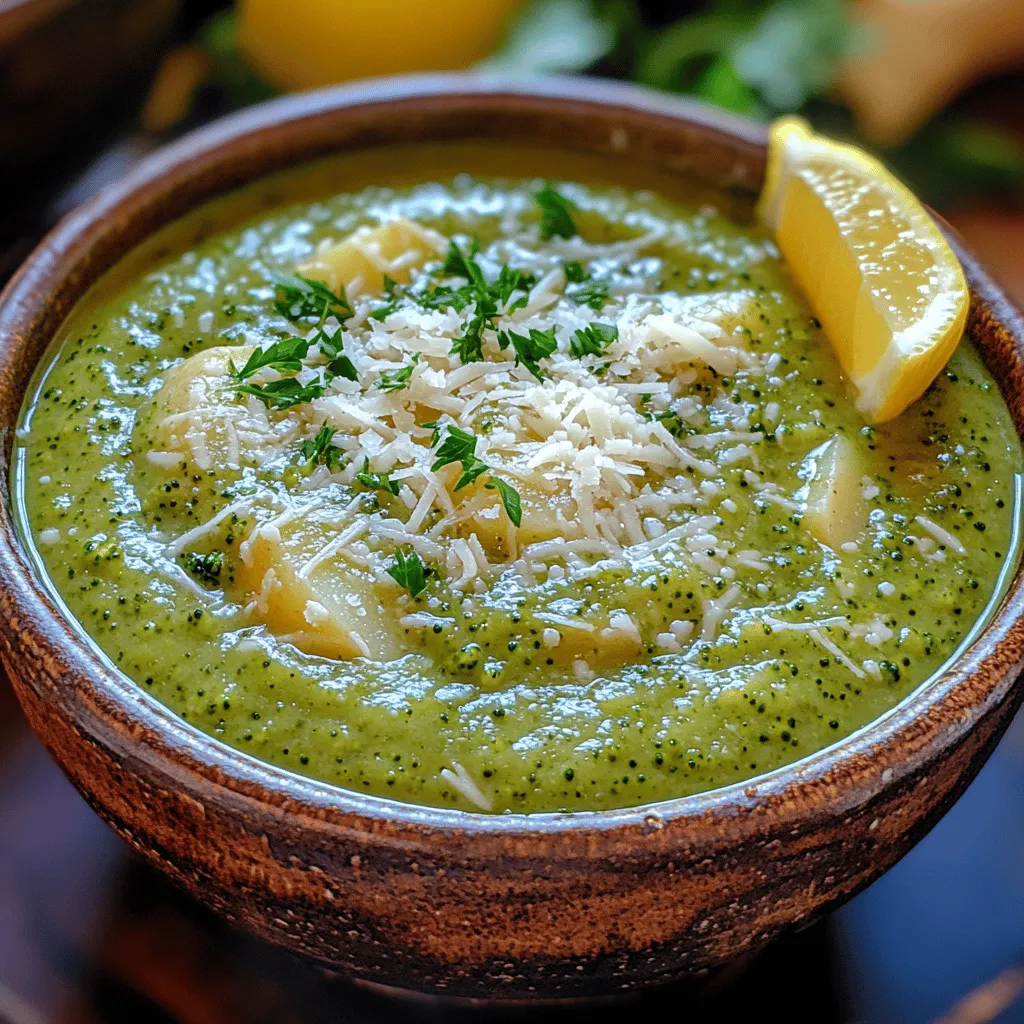 Das Geheimnis dieser köstlichen Suppe liegt in der harmonischen Kombination von Zutaten. Der Brokkoli bringt nicht nur eine leuchtend grüne Farbe, sondern auch einen leicht bitteren, erdigen Geschmack mit, der perfekt mit den süßlichen Kartoffeln harmoniert. Die Zwiebeln und der Knoblauch verleihen der Suppe eine aromatische Basis, während die Sahne (oder die pflanzliche Alternative) für eine samtige Textur sorgt. Abgerundet wird das Ganze durch den frischen Zitronensaft, der der Suppe eine spritzige Note verleiht und die Aromen lebendig macht.