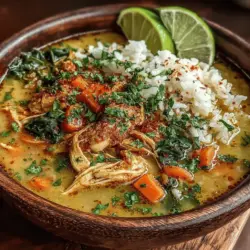 Die Goldene Kurkuma-Hühnchen-Reis-Suppe ist nicht nur ein einfaches Gericht, sondern auch ein wahres Fest für die Sinne. Diese samtige, aromatische Suppe kombiniert zarte Hühnchenschenkel mit einem reichhaltigen Gemüse- und Reis-Mix, der durch die Verwendung von Kurkuma eine leuchtend goldene Farbe erhält. In der kalten Jahreszeit oder an einem regnerischen Tag ist diese Suppe der Inbegriff von Gemütlichkeit und sorgt für Wärme und Zufriedenheit.