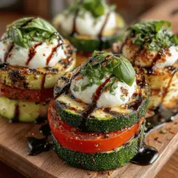 In der Welt der leichten und gesunden Küche sind die gegrillten Zucchini Caprese Stapel ein wahres Highlight. Dieses Gericht kombiniert die frischesten Zutaten der italienischen Küche und eignet sich hervorragend als Vorspeise oder leichtes Hauptgericht. Die Kombination aus zarten, gegrillten Zucchini, saftigen Tomaten, cremigem Mozzarella und aromatischem Basilikum schafft ein Geschmackserlebnis, das sowohl das Auge als auch den Gaumen erfreut.