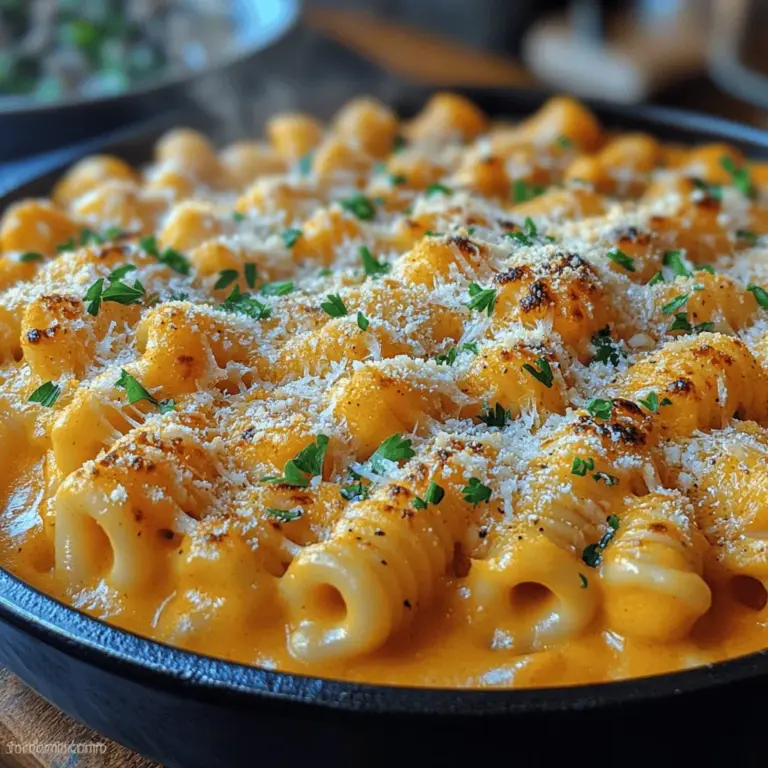 Wenn die Blätter sich färben und die Tage kürzer werden, gibt es nichts Besseres als ein cremiges, tröstendes Gericht, das die Seele wärmt – Cremige Kürbis Mac & Cheese ist genau das. Dieses Rezept kombiniert die samtige Textur von Pasta mit dem reichen, süßen Geschmack von Kürbis und einer köstlichen Käsesauce, die einfach unwiderstehlich ist. Egal, ob für ein gemütliches Abendessen mit Freunden oder als Beilage zu einem festlichen Feiertagsessen, dieses Gericht bringt die Aromen des Herbstes auf den Tisch.