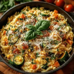 Willkommen zu einem köstlichen und gesunden Rezept, das in der heutigen schnelllebigen Zeit perfekt für jede Küche geeignet ist: Cremiger Mais- und Zucchini-Orzo aus einer Pfanne. Dieses Gericht vereint die Aromen von frischem Gemüse und cremigen Zutaten zu einem eindrucksvollen und zugleich unkomplizierten Essen. Es ist ideal für ein schnelles Abendessen unter der Woche oder für ein entspanntes Wochenende mit Freunden und Familie. Die Kombination aus Zucchini, Mais und Orzo schafft nicht nur ein ansprechendes Farbspiel, sondern sorgt auch für einen vollmundigen Geschmack, der sowohl Jung als auch Alt begeistert.