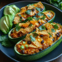 Die knusprigen Taco-Zucchini-Boote sind eine kreative und gesunde Alternative zu traditionellen Tacos. Diese köstlichen Zucchini-Boote vereinen die Aromen eines klassischen Taco-Gerichts mit frischen, gesunden Zutaten, was sie zu einer perfekten Wahl für ein schnelles Abendessen oder eine gesellige Mahlzeit macht. Die Zucchini fungieren als schmackhafte und nahrhafte Basis, die mit gewürztem Fleisch, frischem Gemüse und einer knusprigen Käsedecke gefüllt wird. Darüber hinaus sind sie nicht nur lecker, sondern auch eine hervorragende Möglichkeit, mehr Gemüse in Ihre Ernährung zu integrieren.
