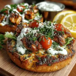 Wenn Sie auf der Suche nach einem schnellen, köstlichen und zugleich gesunden Gericht sind, das die ganze Familie begeistert, dann sind diese Knusprigen Knoblauch-Hühnchen Caesar Pita Pizzen genau das Richtige für Sie. Diese kreative Kombination aus knusprigen Pita-Broten, saftigem Hühnchen und frisch zubereitetem Caesar-Dressing bringt den klassischen Caesar-Salat in ein neues, aufregendes Format. Die Kombination aus zartem Hühnchen, aromatischem Knoblauch und geschmolzenem Käse macht diese Pizzen zu einem wahren Genuss.