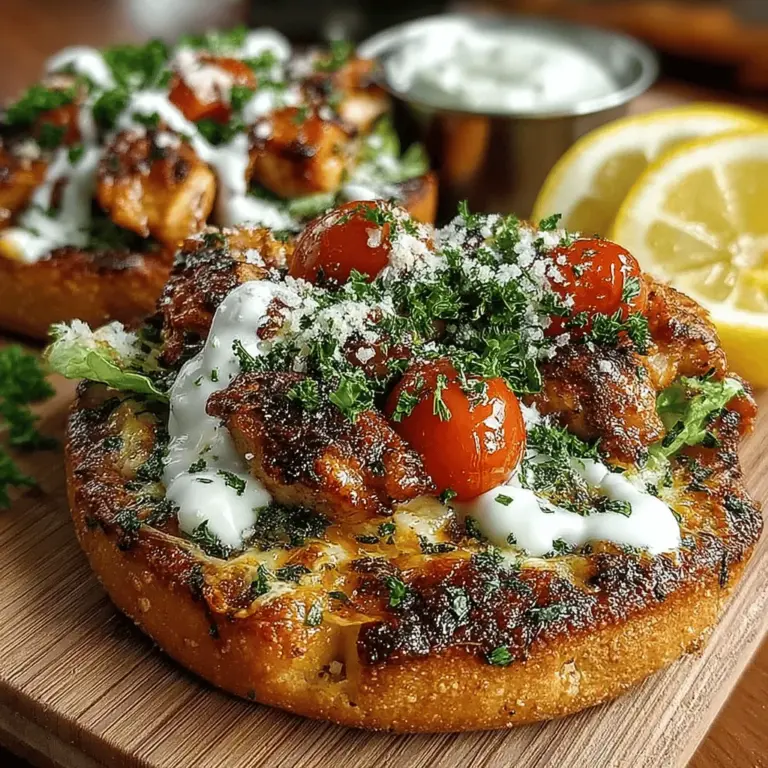 Wenn Sie auf der Suche nach einem schnellen, köstlichen und zugleich gesunden Gericht sind, das die ganze Familie begeistert, dann sind diese Knusprigen Knoblauch-Hühnchen Caesar Pita Pizzen genau das Richtige für Sie. Diese kreative Kombination aus knusprigen Pita-Broten, saftigem Hühnchen und frisch zubereitetem Caesar-Dressing bringt den klassischen Caesar-Salat in ein neues, aufregendes Format. Die Kombination aus zartem Hühnchen, aromatischem Knoblauch und geschmolzenem Käse macht diese Pizzen zu einem wahren Genuss.
