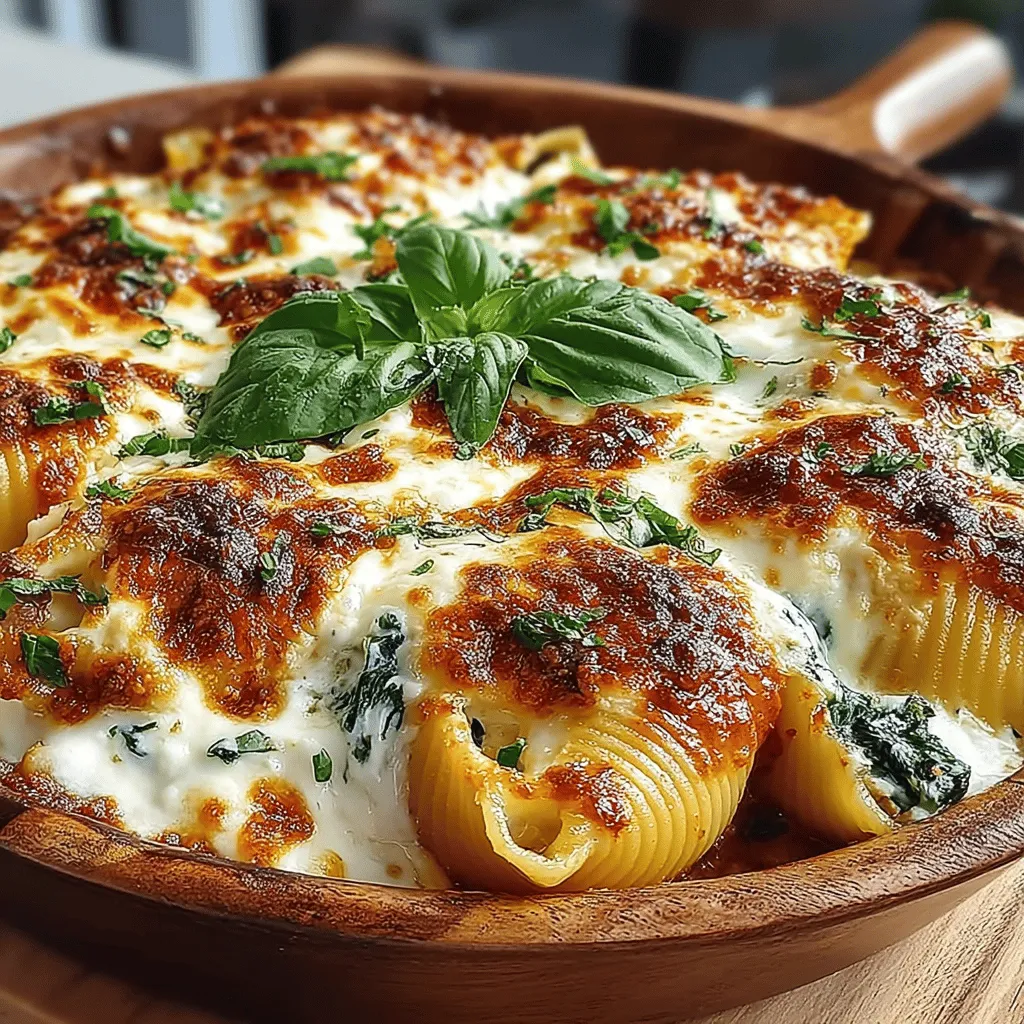 Der cremige Spinat-Ricotta-Pasta-Schalen-Auflauf ist ein wahres Fest für alle, die die italienische Küche lieben. Dieses Gericht kombiniert zarte Jumbo-Pasta-Schalen mit einer köstlichen Füllung aus frischem Spinat und Ricotta, überbacken mit einer aromatischen Marinara-Sauce und geschmolzenem Käse. Es ist nicht nur ein Genuss für den Gaumen, sondern überzeugt auch durch seine ansprechende Optik – perfekt für ein Abendessen mit Freunden oder ein gemütliches Familienessen.