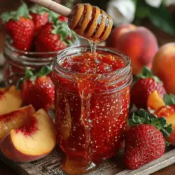 Die Pfirsich- und Erdbeer-Chia-Marmelade ist ein köstliches, fruchtiges Aufstrich-Rezept, das perfekt für den Sommer geeignet ist. Diese Marmelade vereint die süßen Aromen von reifen Pfirsichen und frischen Erdbeeren, während die Chiasamen nicht nur für eine angenehme Textur sorgen, sondern auch eine gesunde Dosis von Omega-3-Fettsäuren bieten. In einer Zeit, in der viele nach natürlichen und gesunden Alternativen zu herkömmlichen Marmeladen suchen, ist dieses Rezept eine hervorragende Wahl.