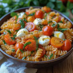 Der frische Caprese-Pasta-Salat ist die perfekte Wahl für warme Sommertage, wenn man etwas Leichtes und Erfrischendes genießen möchte. Diese köstliche Kombination aus al dente Pasta, saftigen Kirschtomaten, cremigem Mozzarella und aromatischem Basilikum erinnert an die klassischen Caprese-Salate, die in Italien so beliebt sind. Mit nur wenigen Zutaten ist dieser Salat einfach zuzubereiten und eignet sich sowohl als Beilage für Grillpartys als auch als leichtes Hauptgericht für ein entspanntes Abendessen.
