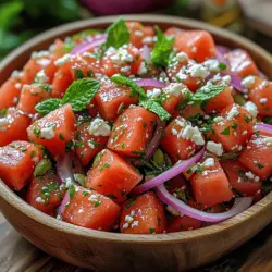 Wenn die Temperaturen steigen und die Sonne hell am Himmel strahlt, gibt es nichts Erfrischenderes als einen leichten, fruchtigen Salat. Der Spritzige Feta-Wassermelonensalat ist nicht nur eine Augenweide, sondern auch eine Geschmacksexplosion, die perfekt für heiße Sommertage geeignet ist. Dieser Salat kombiniert die saftige Süße der Wassermelone mit dem salzigen Geschmack von Feta-Käse und wird durch frische Kräuter und ein einfaches Dressing abgerundet. Egal, ob Sie eine Grillfeier planen, ein Picknick im Park veranstalten oder einfach nur eine gesunde Beilage zu Ihrem Abendessen suchen, dieser Salat wird Ihre Gäste begeistern und Ihnen selbst ein Gefühl von Sommerfrische vermitteln.