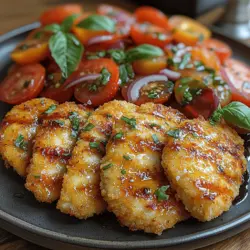 Wenn es um köstliche und unkomplizierte Gerichte geht, die sowohl den Gaumen erfreuen als auch einfach zuzubereiten sind, stehen die knusprigen Hähnchen-Cutlets mit Garten-Tomaten-Salat ganz oben auf der Liste. Dieses Gericht vereint die zarte Textur von Hähnchenbrust mit einer knusprigen Panade und einem erfrischenden, bunten Salat, der die Aromen perfekt ergänzt. Die Kombination aus frischem Gemüse und saftigem Hähnchen macht dieses Gericht zu einem absoluten Favoriten für jede Gelegenheit – sei es ein schnelles Abendessen unter der Woche oder ein geselliger Brunch mit Freunden.