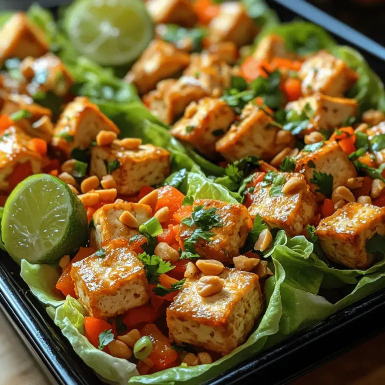 In einer Welt, in der gesunde und schmackhafte Ernährung immer mehr an Bedeutung gewinnt, sind knusprige Tofu-Erdnuss-Lattichschalen nicht nur eine hervorragende Wahl für eine leichte Mahlzeit, sondern auch ein Hit auf jeder Dinnerparty. Dieses Rezept vereint die herzhaften Aromen Asiens mit frischem Gemüse und bietet eine köstliche, pflanzenbasierte Option für alle, die sowohl gesund als auch genussvoll essen möchten. Tofu, der Hauptbestandteil dieser Lattichschalen, ist nicht nur reich an Proteinen, sondern auch extrem vielseitig und kann auf viele verschiedene Arten zubereitet werden.