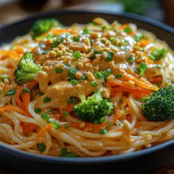 Cremige Thai Erdnuss-Nudeln sind ein wahrer Genuss für alle Liebhaber der asiatischen Küche. Diese köstliche Kombination aus Reisnudeln, einer cremigen Erdnusssauce und frischem Gemüse bringt nicht nur Geschmack, sondern auch eine Vielzahl von Texturen auf den Teller. Das Rezept ist einfach nachzukochen und eignet sich hervorragend für ein schnelles Abendessen oder als schmackhafte Mittagspause. Mit nur wenigen Zutaten und unkomplizierten Zubereitungsschritten ist dieses Gericht sowohl für Anfänger als auch für erfahrene Köche geeignet.