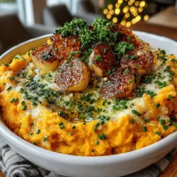 Das cremige, geröstete Knoblauch-Süßkartoffelpüree ist ein köstliches und vielseitiges Gericht, das sich perfekt als Beilage zu einer Vielzahl von Hauptgerichten eignet. Süßkartoffeln sind nicht nur nährstoffreich, sondern verleihen dem Püree auch eine natürliche Süße und eine ansprechende Farbe. Die Kombination aus geröstetem Knoblauch und cremigen Zutaten sorgt für einen intensiven Geschmack, der selbst die wählerischsten Esser begeistert. Dieses Rezept ist ideal für festliche Anlässe, Familienessen oder einfach als gemütliches Abendessen zu Hause.