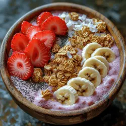 Die Berry Bliss Smoothie Bowl ist nicht nur ein Fest für die Augen, sondern auch eine köstliche und nahrhafte Möglichkeit, den Tag zu beginnen. Diese farbenfrohe Schüssel ist perfekt für Frühstück oder als gesunder Snack und vereint die Aromen von frischen Beeren, Bananen und einer cremigen Basis aus Mandelmilch. In den letzten Jahren hat sich die Smoothie Bowl zu einem beliebten Trend entwickelt, da sie nicht nur schnell zubereitet werden kann, sondern auch eine Vielzahl von Nährstoffen in einem einzigen Gericht bietet.