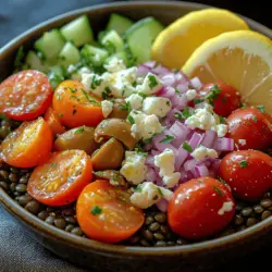 In der Welt der gesunden Ernährung gibt es kaum etwas Besseres als eine selbstgemachte Bowl, die nicht nur nährstoffreich, sondern auch geschmacklich ein Hochgenuss ist. Die Mediterrane Linsenfreude Bowl vereint die besten Zutaten der mediterranen Küche und bietet eine ausgewogene Mischung aus Proteinen, Ballaststoffen und frischen Aromen. Linsen sind nicht nur eine großartige Proteinquelle, sondern auch reich an Ballaststoffen, was sie zu einer hervorragenden Wahl für eine gesunde Ernährung macht. Diese Bowl ist nicht nur einfach zuzubereiten, sondern auch perfekt für ein schnelles Mittagessen oder als leichtes Abendessen.