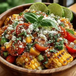 Der süße und herzhaft gegrillte Maissalat mit Feta ist ein erfrischendes Gericht, das perfekt für Sommerpicknicks, Grillabende oder als leichtes Mittagessen geeignet ist. Dieser Salat kombiniert den süßen Geschmack von frisch gegrilltem Mais mit knackigem Gemüse und dem salzigen, cremigen Geschmack von Feta-Käse. Die Kombination dieser Aromen schafft eine harmonische Geschmacksexplosion, die sowohl Veganer als auch Liebhaber von herzhaften Gerichten begeistert.