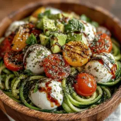 In der Welt der gesunden Ernährung erfreut sich der Caprese Zoodle Salat großer Beliebtheit. Dieses Gericht vereint die klassischen Aromen eines traditionellen Caprese-Salats mit der modernen Zoodle (Zucchini-Nudeln) Variante, die nicht nur köstlich, sondern auch kalorienarm und nährstoffreich ist. Perfekt für warme Sommertage oder als leichte Beilage zu einem Hauptgericht, bietet dieser Salat eine erfrischende Kombination aus frischen Zutaten und einem Hauch italienischer Küche.