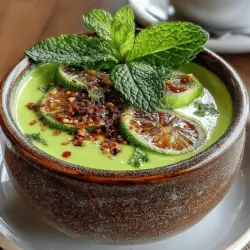 Die gekühlte Avocado- und Gurkensuppe ist nicht nur ein wahres Geschmackserlebnis, sondern auch eine gesunde Option für warme Sommertage. Diese Suppe ist perfekt, um Ihre Gäste zu beeindrucken oder einfach einen leichten Snack für sich selbst zu genießen. Mit ihrer cremigen Textur und erfrischenden Aromen ist sie eine hervorragende Wahl für jede Gelegenheit – sei es als Vorspeise, leichtes Mittagessen oder als Teil eines Buffets.