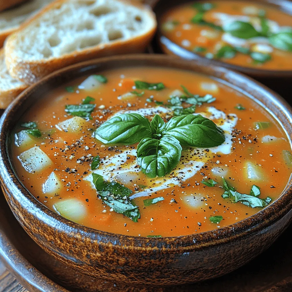 Die cremige Tomaten-Basilikum-Freude ist ein Gericht, das nicht nur den Gaumen erfreut, sondern auch die Seele wärmt. Diese köstliche Tomatensuppe ist ideal für jede Jahreszeit und bietet eine perfekte Balance zwischen frischen Aromen und cremiger Textur. Sie ist einfach zuzubereiten und eignet sich hervorragend als Vorspeise oder leichtes Hauptgericht, besonders an kühleren Tagen. Diese Suppe ist nicht nur lecker, sondern auch nährstoffreich und kann leicht an verschiedene Ernährungsbedürfnisse angepasst werden, indem man beispielsweise die Sahne durch Kokosmilch ersetzt, um eine vegane Variante zu kreieren.