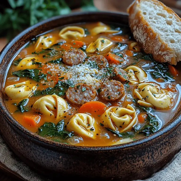 Wenn die Temperaturen sinken und die Tage kürzer werden, gibt es nichts Besseres als eine warme, herzliche Suppe, um den Körper zu wärmen und die Seele zu beruhigen. Die Gemütliche Wurst- und Spinat-Tortellini-Suppe ist genau das: ein einfaches, aber schmackhaftes Gericht, das sowohl sättigend als auch voll von Aromen ist. Diese Suppe vereint die herzhaften Noten der italienischen Wurst mit frischem Gemüse und zarten Tortellini, was sie zu einer perfekten Wahl für ein gemütliches Abendessen oder einem Familienessen macht.