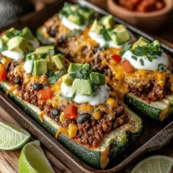 Bevor wir uns in die Zubereitung stürzen, schauen wir uns die Zutaten an, die wir für unsere Zucchini Taco Boats benötigen. Diese Zutaten vereinen sich zu einem köstlichen und nahrhaften Gericht, das sowohl für Fleischliebhaber als auch für Vegetarier geeignet ist.