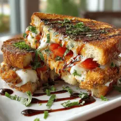 Das Pesto-Hühnchen Caprese Grill-Sandwich ist eine köstliche Kombination aus herzhaftem Hähnchen, frischem Mozzarella, aromatischen Tomaten und dem unverwechselbaren Geschmack von Basilikum-Pesto. Dieses Gericht ist nicht nur ein Fest für die Sinne, sondern auch eine Hommage an die italienische Küche, die für ihre Einfachheit und die Verwendung frischer Zutaten bekannt ist. Ob als schnelles Mittagessen oder als schmackhafte Abendmahlzeit – dieses Sandwich wird jeden begeistern, der es probiert.