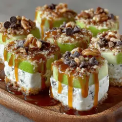 Die Kombination aus cremigem griechischem Joghurt, frischen Äpfeln und süßer Karamellsauce macht diese Bissen zu einem unwiderstehlichen Genuss. Sie bieten nicht nur einen erfrischenden Geschmack, sondern sind auch eine hervorragende Möglichkeit, gesunde Zutaten in eine süße Leckerei zu verwandeln. Das Rezept ist ideal für alle, die einen schnellen Snack zubereiten möchten, der sowohl gut schmeckt als auch gesund ist. Mit nur wenigen Zutaten und minimalem Aufwand kannst du diese kleinen Snacks in kürzester Zeit zubereiten und einfrieren.