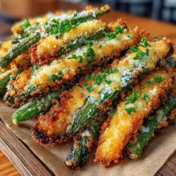 Die Verwendung von grünen Bohnen in der Küche hat eine lange Tradition. Sie sind nicht nur nahrhaft, sondern auch vielseitig und können in vielen verschiedenen Zubereitungen eingesetzt werden. Krosse Knoblauch-Parmesan-Grünbohnen-Chips vereinen die gesunden Eigenschaften von Bohnen mit einem unwiderstehlichen Geschmack, der durch die Kombination von Knoblauchpulver und frisch geriebenem Parmesan entsteht. Diese Snacks sind ideal für Partys, Filmabende oder als gesunde Zwischenmahlzeit.