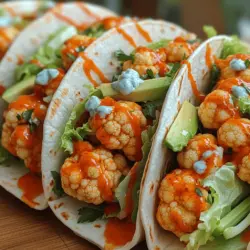 Die feurigen Buffalo Blumenkohl-Wraps sind nicht nur ein kulinarisches Highlight, sondern auch eine gesunde und schmackhafte Alternative zu herkömmlichen Wraps. Diese köstlichen Wraps kombinieren den herzhaften Geschmack von geröstetem Blumenkohl mit einer würzigen Buffalo-Sauce und frischem Gemüse. Sie sind perfekt für alle, die auf der Suche nach einer kreativen, fleischlosen Option sind, die sowohl sättigend als auch voller Geschmack ist.